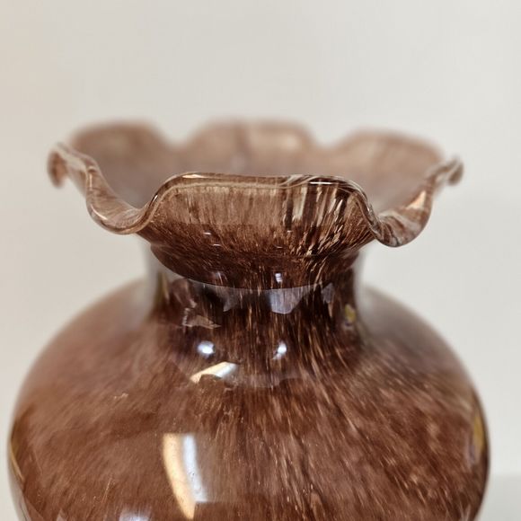 Murano Glass Flower Vase Deep Pink Swirl Gloss Italy Traditional Cristalvi 8x14" - Picture 6 of 16